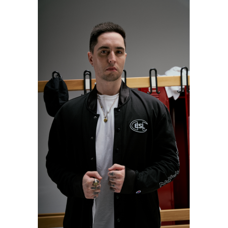 Value Edition ESL x Champion Letterman Jacket Black Ready for Shipment